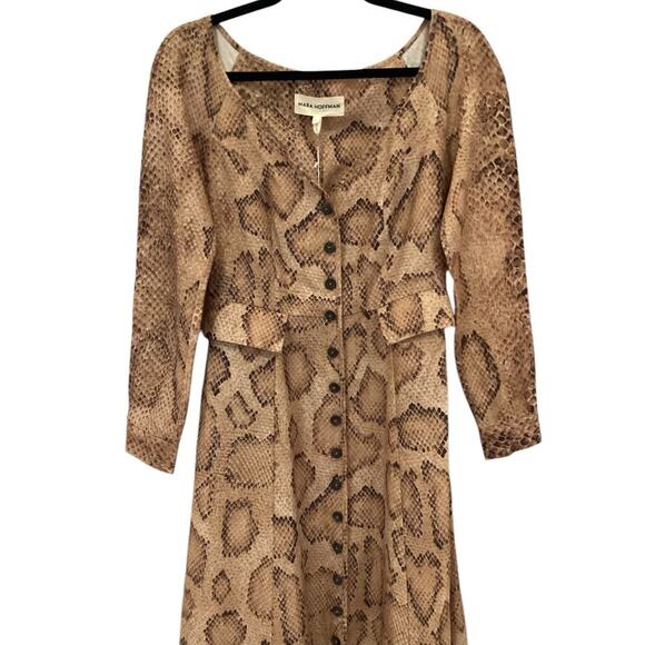 Mara Hoffman Silvana Snake Print Midi Dress In Sand Multi Size 2 Shirtdress - Picture 6 of 16